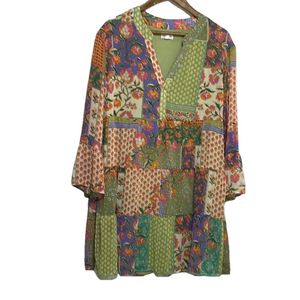 Chloe+Rene Boho Floral Patchwork Dress Sz Large